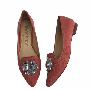 Sole Society Libry Jeweled Flats Coral Size 7